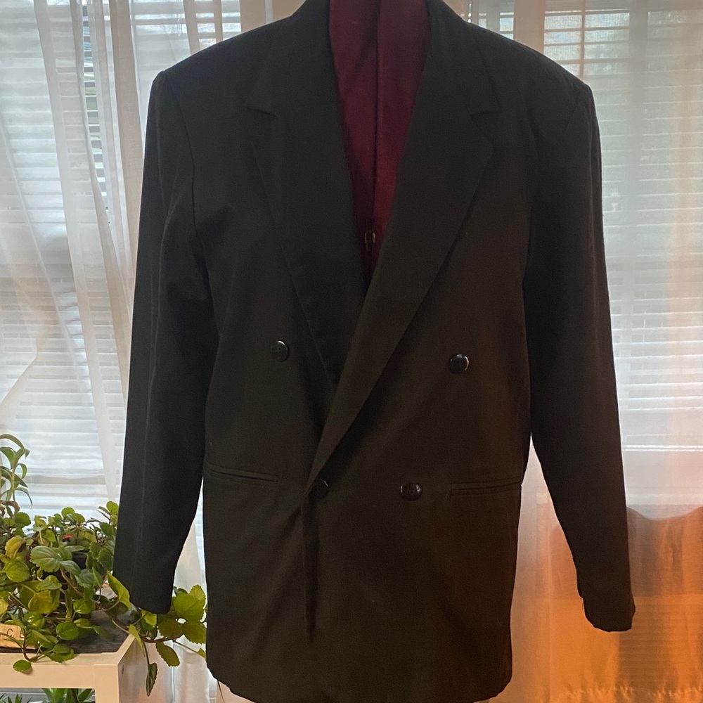 Men's Black Double-Breasted Jacket Made in the USA